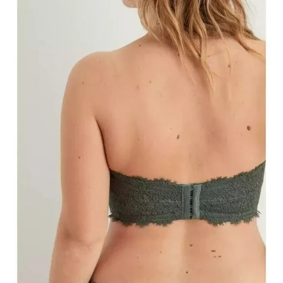 Aerie Eyelash Lace Bandeau Bra Strapless Underwire 32C NWOT - Picture 4 of 11